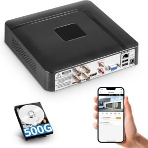 Fuers 5MP 4 Channel DVR with 500G HDD for Home Security Camera System with AI Human Detection, Hybrid 6-in-