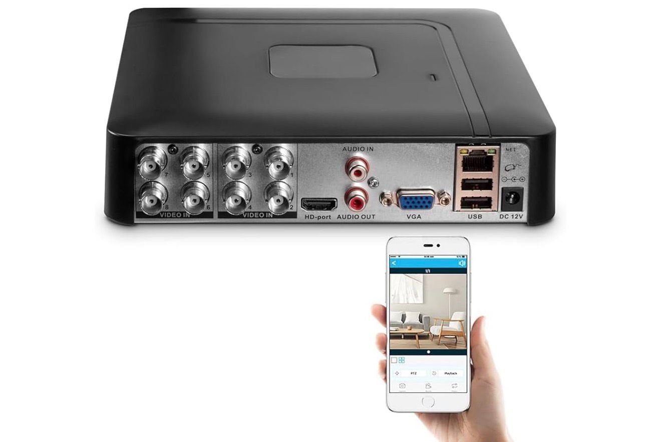 8-Channel 1080P Wired Home Surveillance Security Camera System DVR Recorder with 1TB Hard Disk Drive, Human Detection